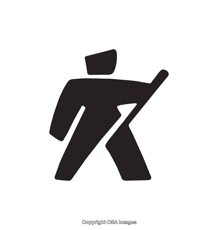 Minimalist Black Silhouette of a Walking Figure Icon