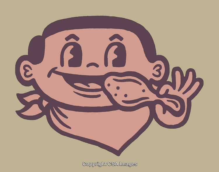 Playful Cartoon Artwork of Smiling Character With Whimsical Expression