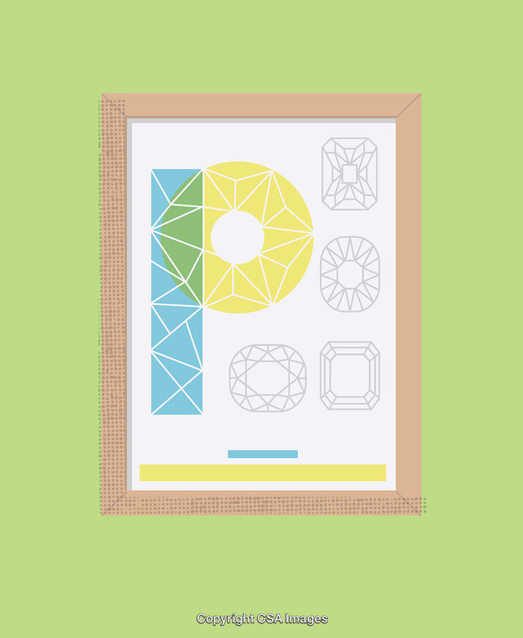 Geometric Art Illustration Featuring color Shapes in a Framed Design