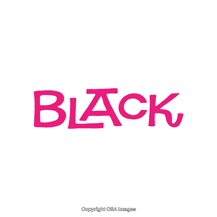 Pink Illustrated Lettering Spelling the Word 'Black' on a White Background