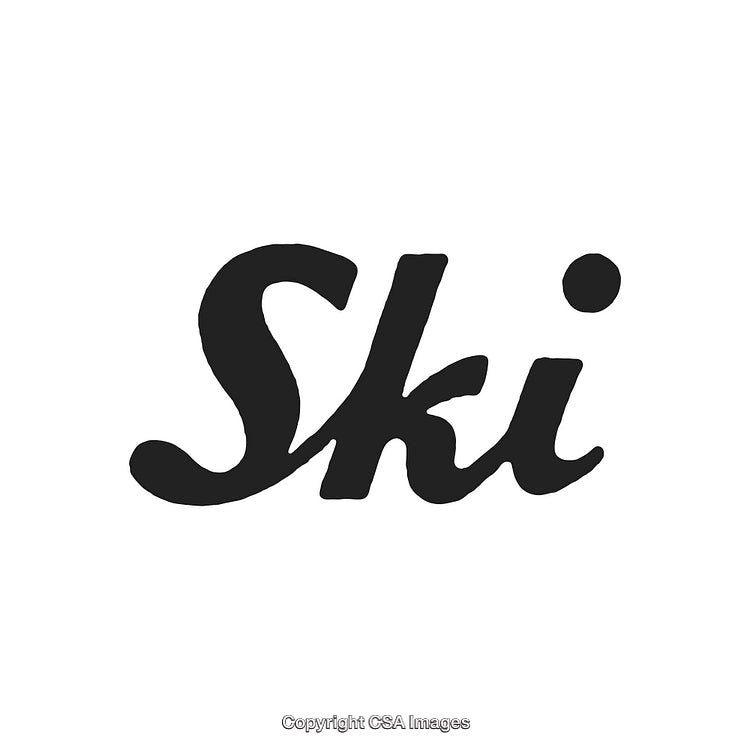 Classic Typography Featuring the Word Ski in Retro Black Font On White Background
