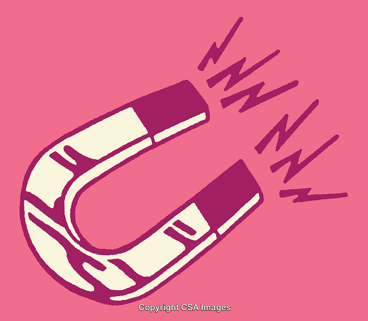 Colorful Magnet Illustration Representing Magnetic Forces and Attraction on Pink Background