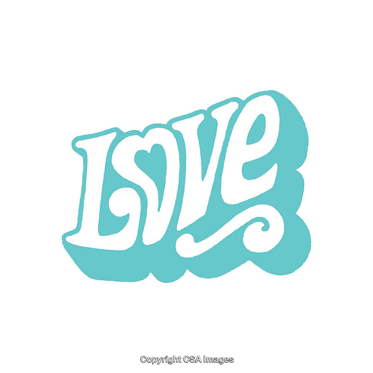 Blue Love Word Art With Heart in Decorative Typography Design