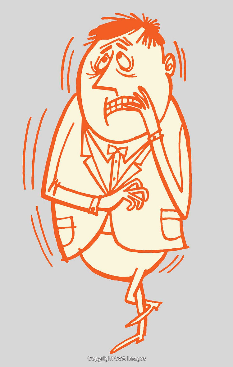 Color Line Art Illustration of Anxious Cartoon Character Expressing Nervousness