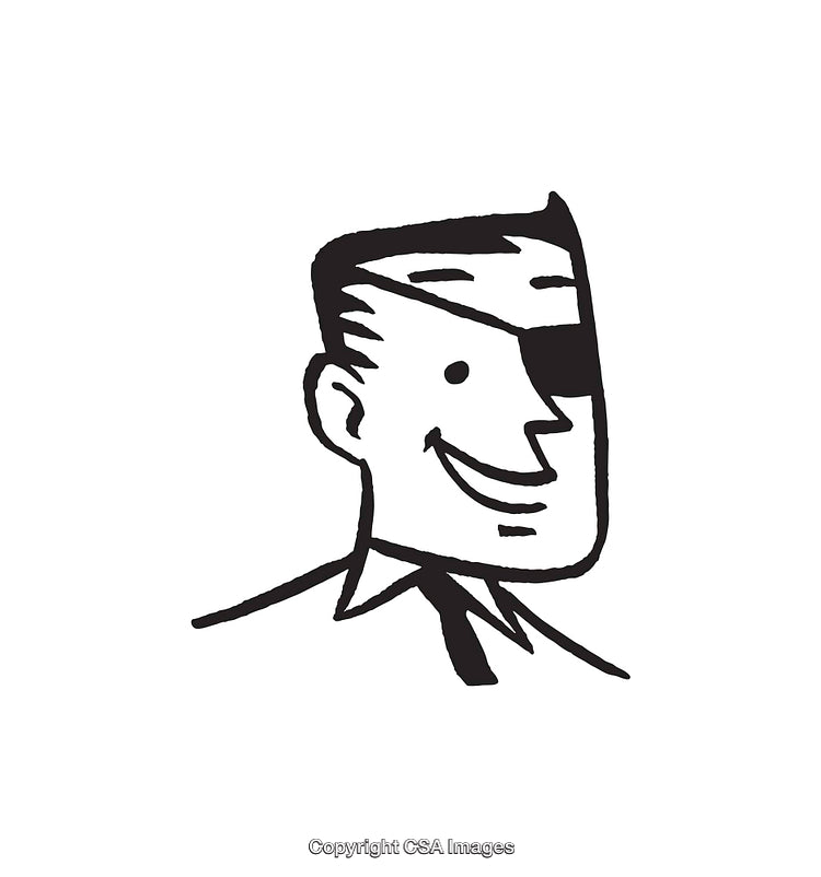 Vintage Style Cartoon Illustration of a Smiling Man in Black and White
