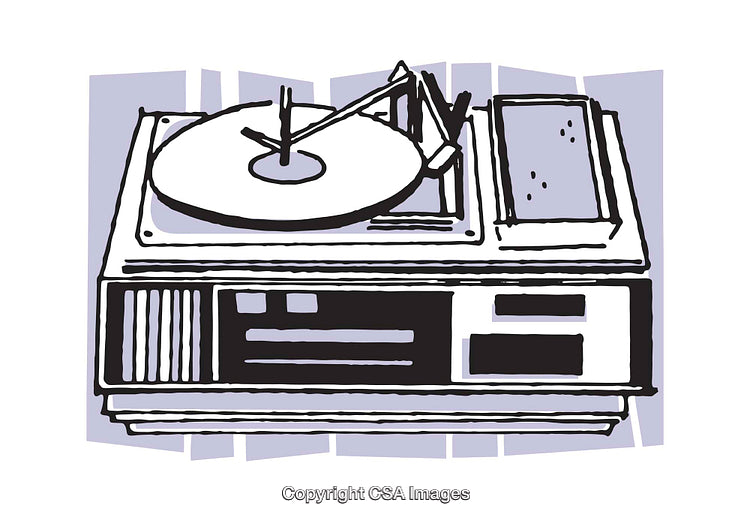 Retro Turntable Illustration Featuring Vintage Style and Unique Design Details