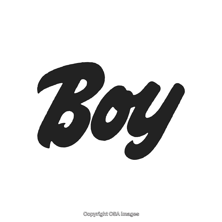 Stylized Black Script Font "Boy" on a White Background