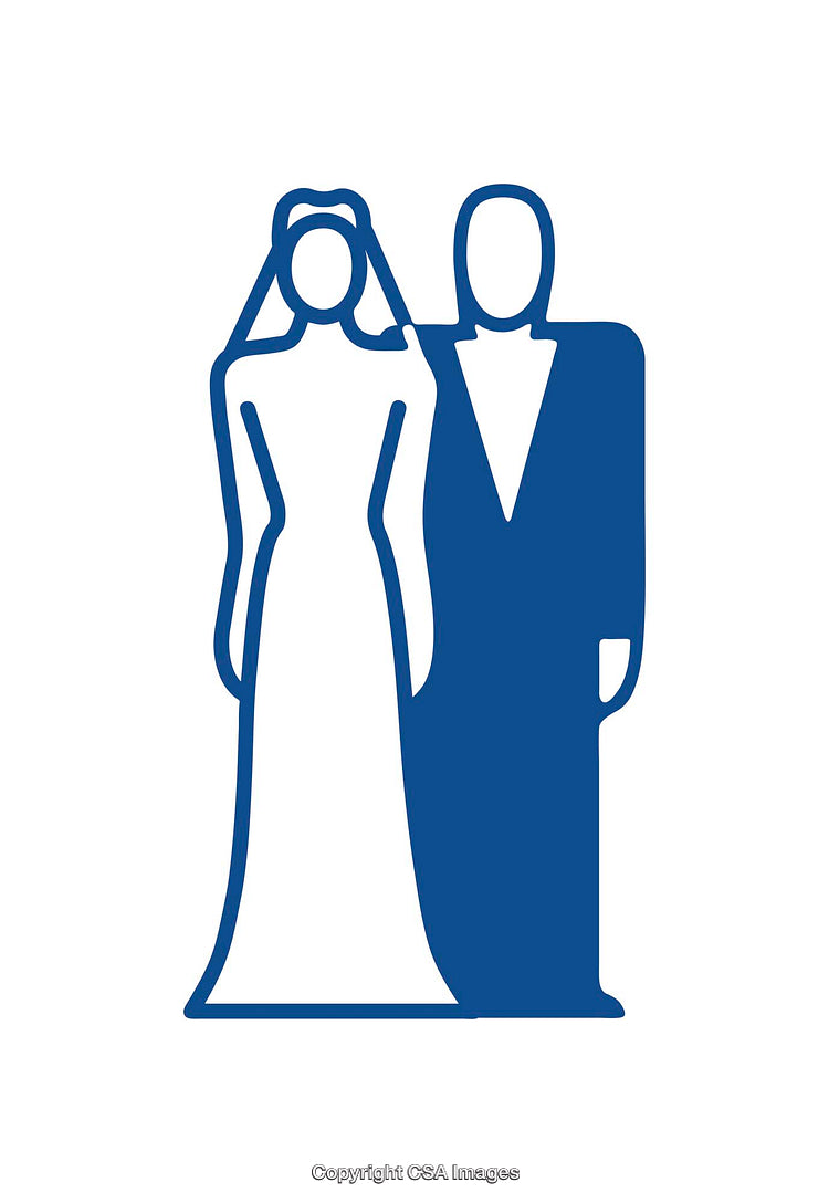 Elegant Wedding Symbol Featuring Bride and Groom Silhouettes