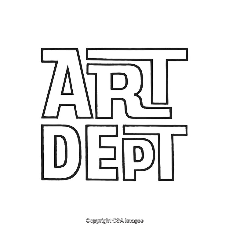 Bold Black Line Art Typography Reading 'Art Dept' on White Background