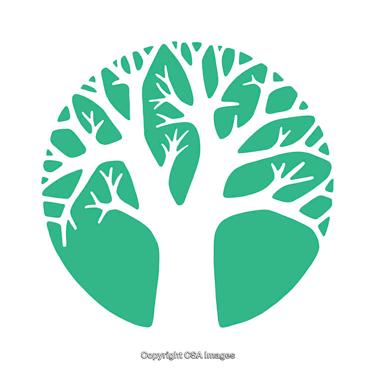 Abstract Green Tree Icon in Circular Design on White Background
