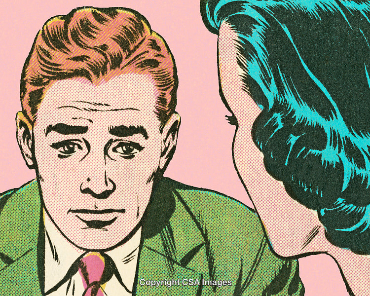 Colorful Comic Style Illustration Featuring Two Conversing Characters