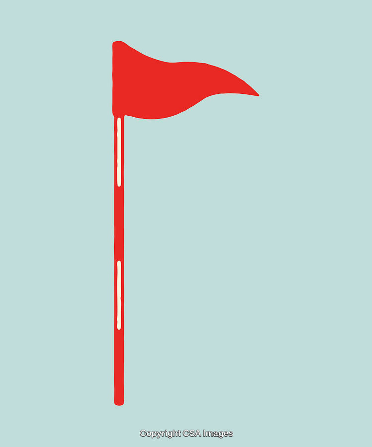 Red Flag Symbol on Light Blue Background, Simple Design Illustration