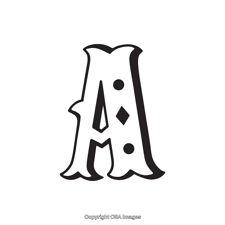 Ornate Black and White Decorative Letter A Illustration