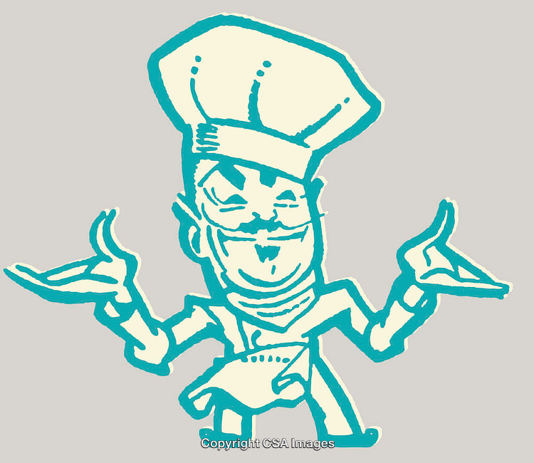 Cartoon Chef Illustration With Creative Line Art Style and Expressive Pose
