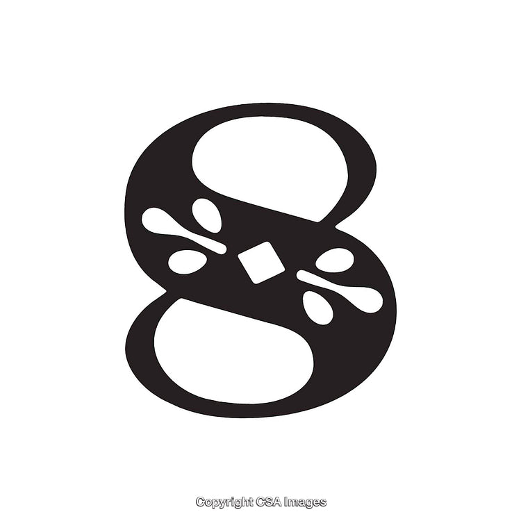 Creative Black and White Number Eight Design with Decorative Elements