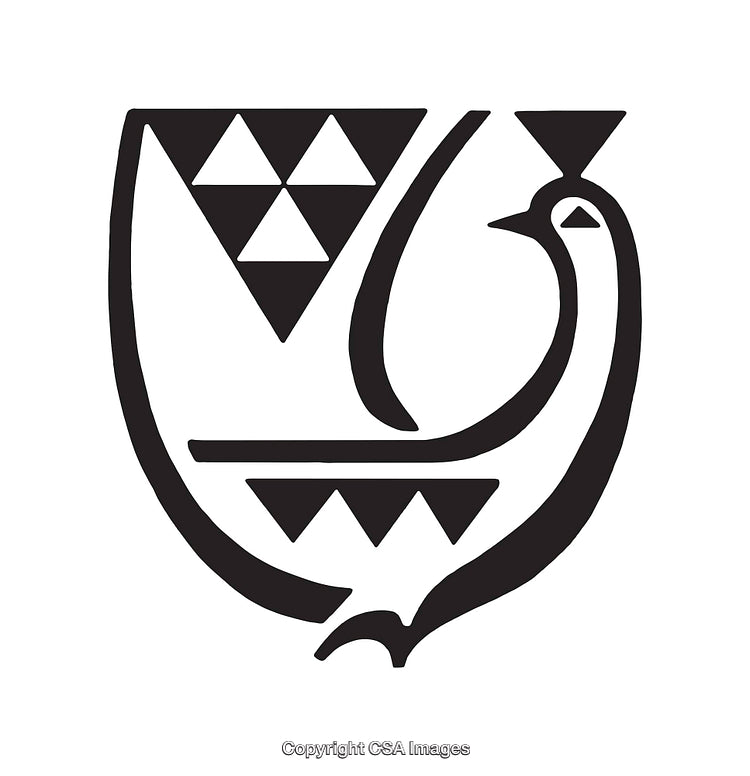 Black And White Line Art Illustration with Geometric Bird Design