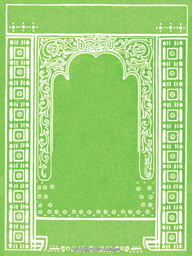 Decorative Green and White Ornamental Frame Design Illustration