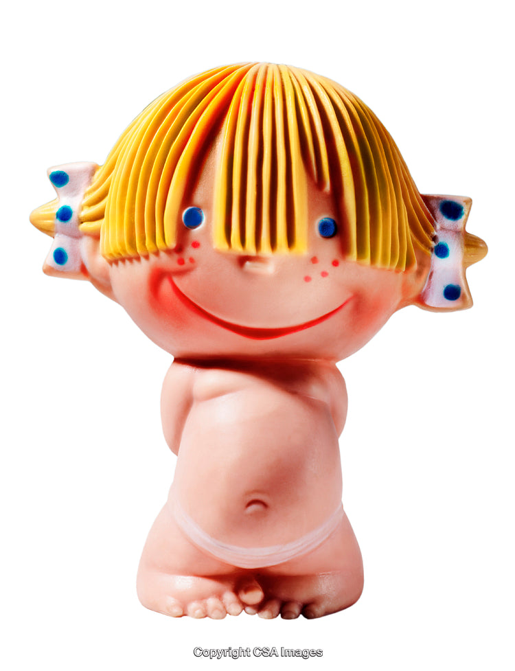 Playful Doll Figure with Cheerful Smile and Bright Yellow Hair