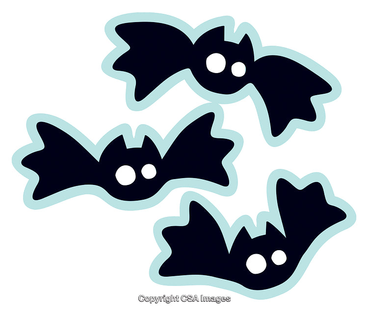 Cute Illustrated Cartoon Bats Flying with Glow Highlights for Halloween Designs