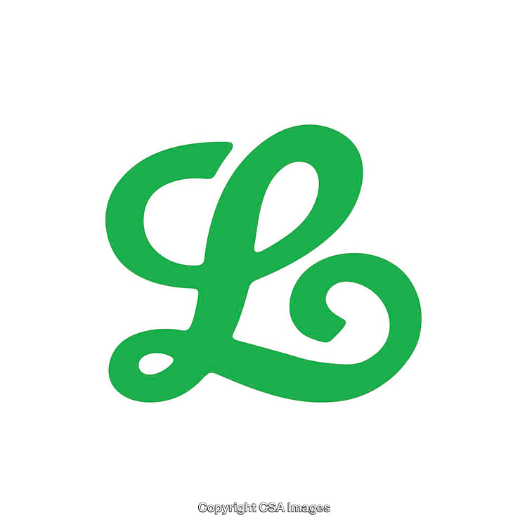 Stylized Green Letter L Logo with Flourish Design on White Background