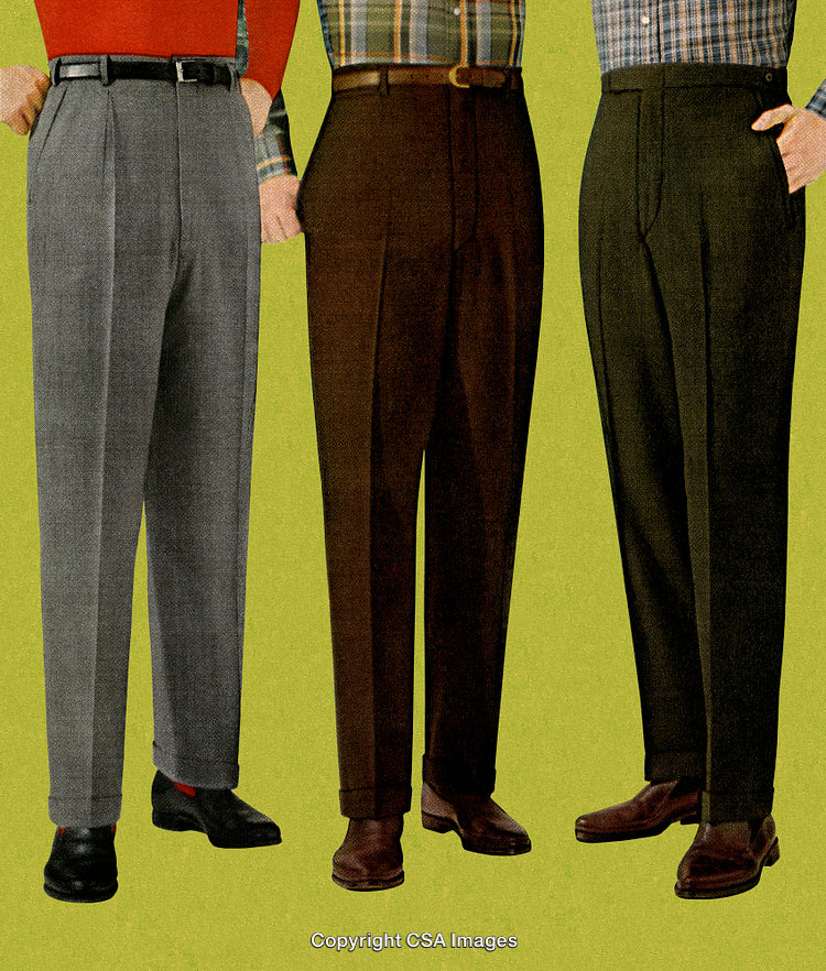 Retro Styled Display of Men's Fashion Through Illustrations of Trousers