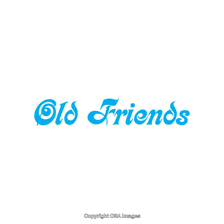 Creative Blue Text Design Featuring the Words 'Old Friends' in Unique Style