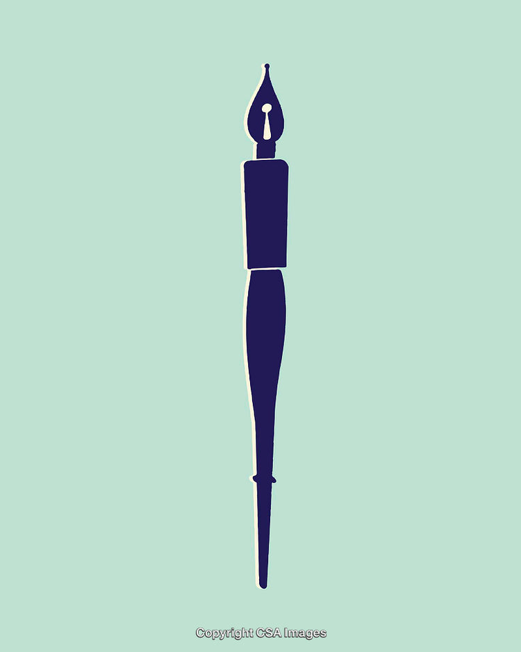 Minimalist Illustration of a Fountain Pen on a Light Background