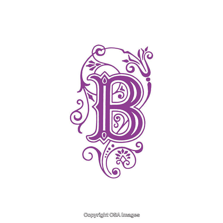 Ornate Vintage Style Purple Letter B With Decorative Flourishes