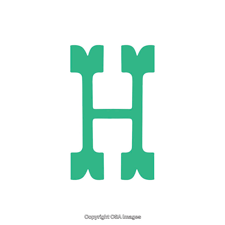 Stylized Green Letter H with Unique Shape on White Background