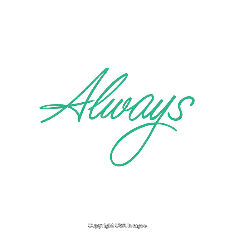 Green "Always" Text in Elegant Script Font on White Background