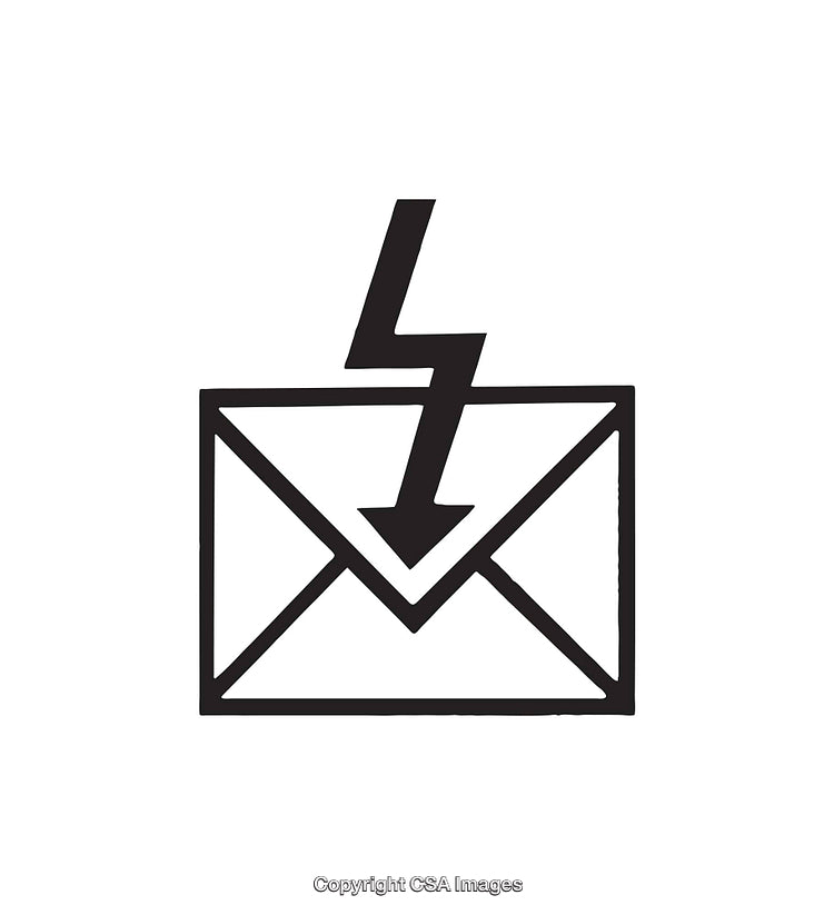 Icon Depicting Lightning Bolt Striking an Envelope Signifying Urgency