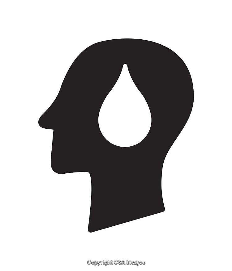 Silhouette Head Icon with Water Droplet Symbol Design Concept