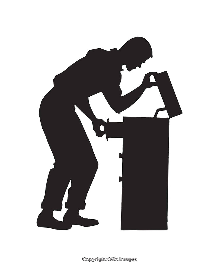 Silhouette Illustration of a Man Interacting With a Modern Appliance