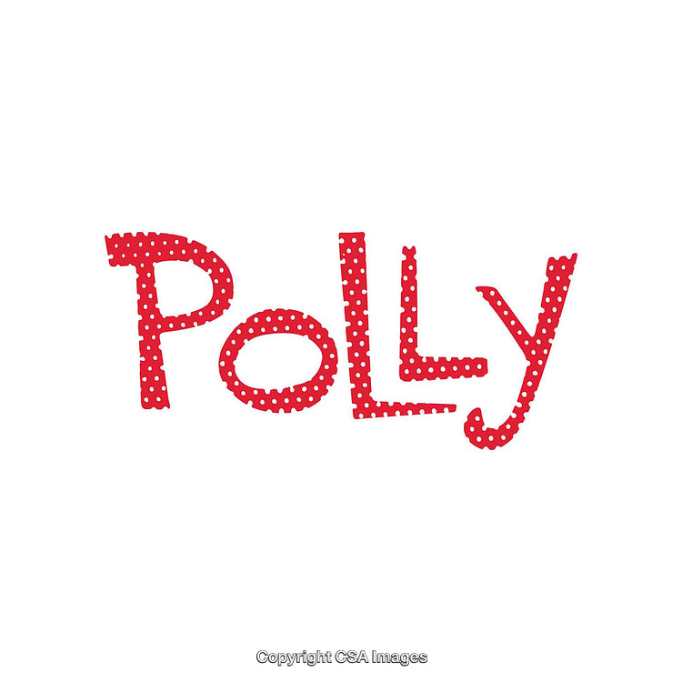 Playful Handwritten Red Text Name Polly on White Background