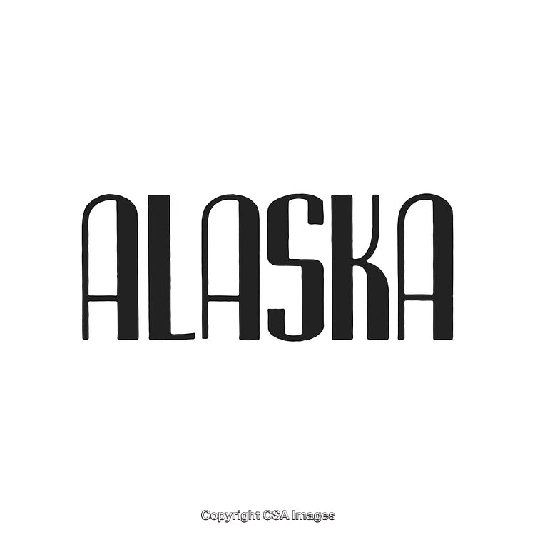 Stylized Bold Typography Spelling the Word Alaska on White Background