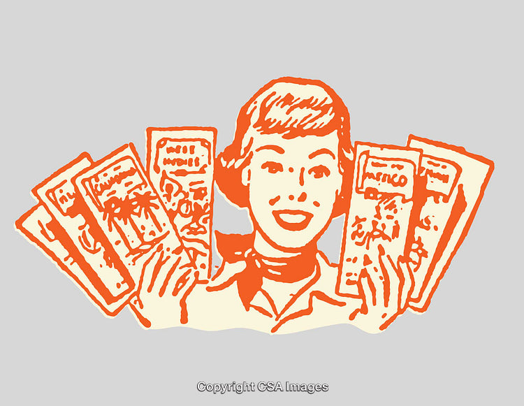 Vintage Woman Holding Travel Brochures Illustration