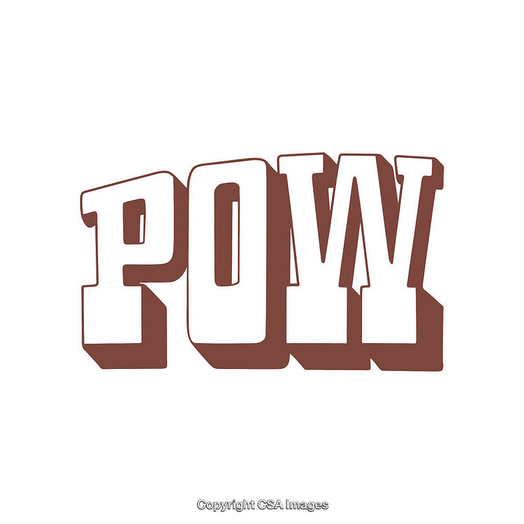 Comic Style Text Illustration Reading 'Pow' with Bold 3D Effect