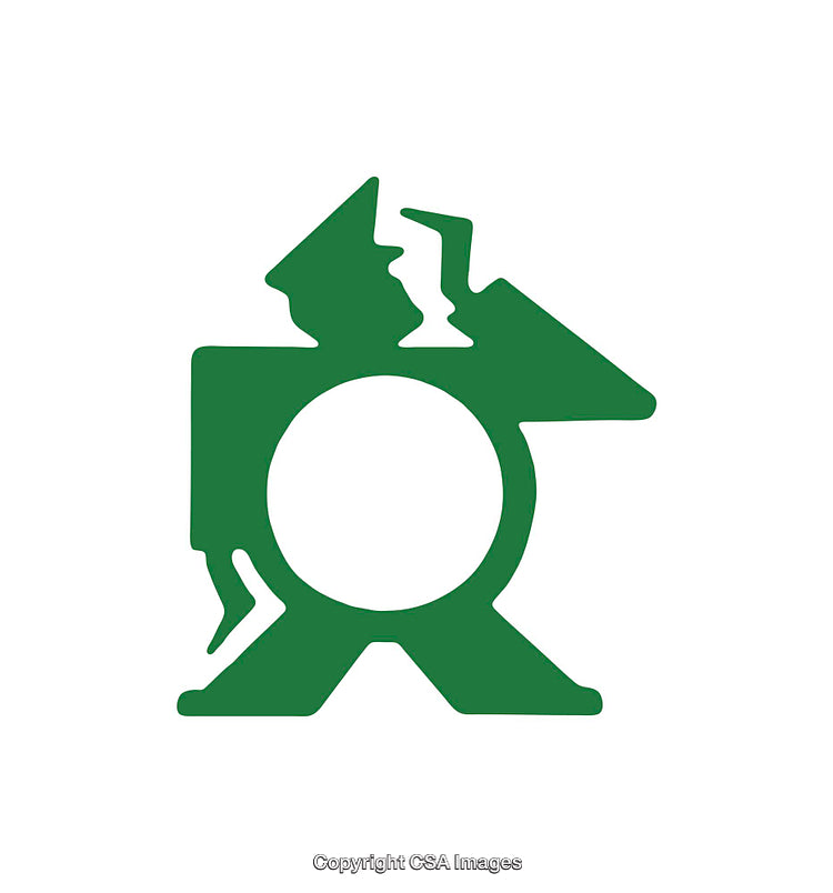 Abstract Green Icon Depicting a Stylish Figure With Geometric Shapes
