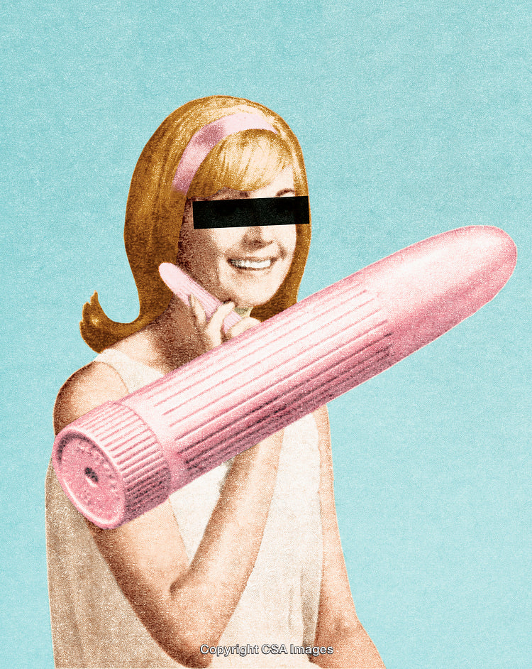 Collage Featuring Woman with Retro Presentation and Oversized Lipstick Highlighted