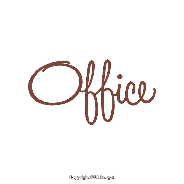 Brown Handwritten "Office" Word Art on a White Background