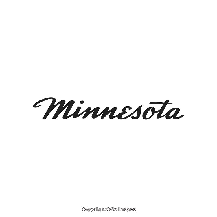 Elegant Black Script of the Word Minnesota on a White Background