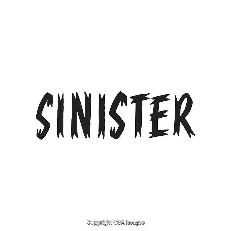 Sinister Grunge Text Design with Gothic Script on White Background