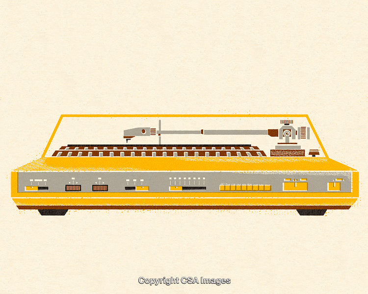 Retro Stylized Illustration of a Vintage Audio Equipment
