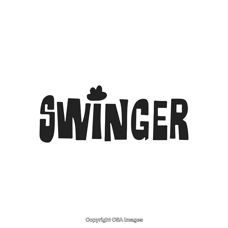 Bold Swinger Text with Unique Graphic Element on White Background