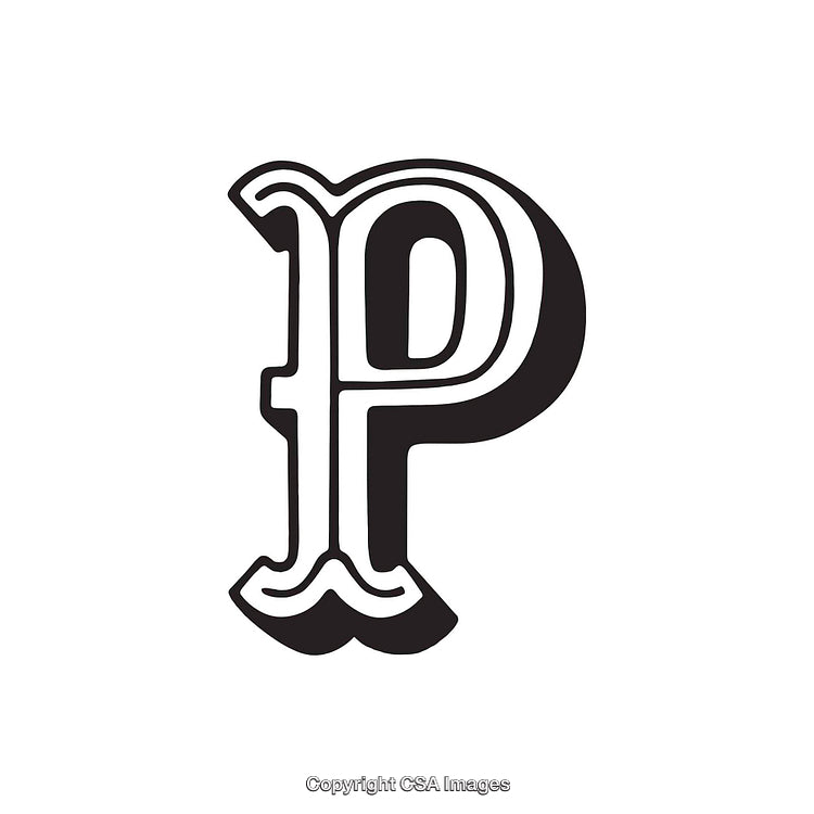 Ornately Styled Letter P in Bold Monochrome Design