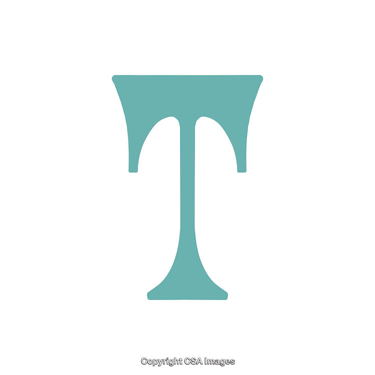 Turquoise Letter T in serif Font on Clean White Background