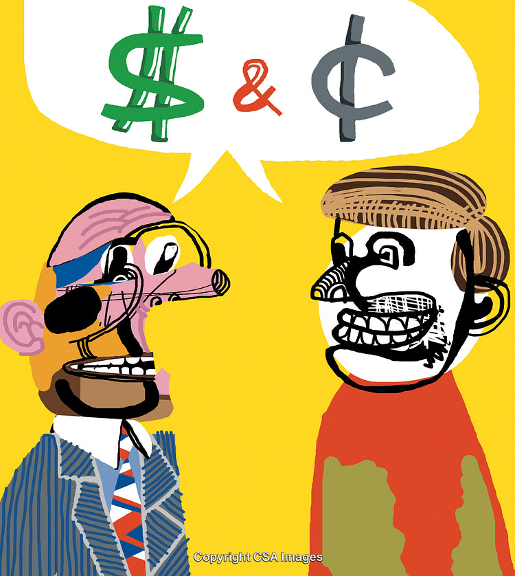 Two Men Talking Dollars and Cents