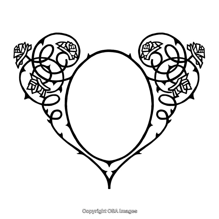 Elegant Black and White Frame Design with Floral Motif