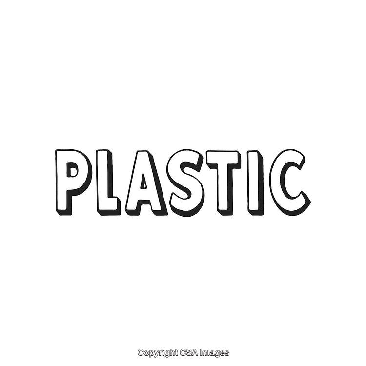 Text Illustration Depicting the Word Plastic in a Bold Graphic Style