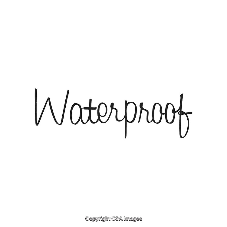 Stylish Handwritten 'Waterproof' Text on Clean White Background